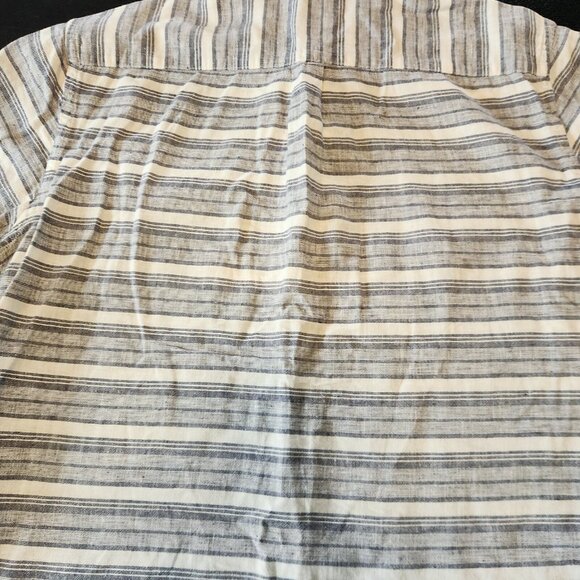 Old Navy Linen Blend Polo Shirt Regular Fit Blue Striped Pocket Golf Small EUC - Picture 4 of 10
